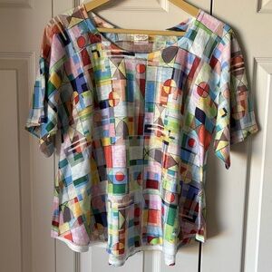 Et' Lois | Stain glass geometric print tunic. Made USA. Fits M\L. Artsy. Unique